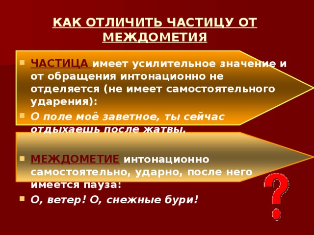 КАК ОТЛИЧИТЬ ЧАСТИЦУ ОТ МЕЖДОМЕТИЯ