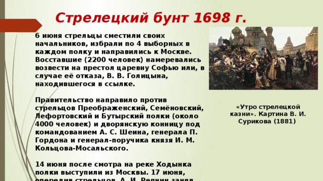 Стрелецкий бунт картина 1698