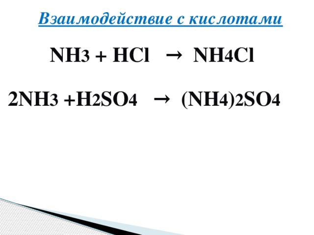 Zn nh3 4 cl2 koh. Взаимодействие аммиака с кислотами. Аммиак + HCL. Nh3+HCL. H2so4 аммиак.