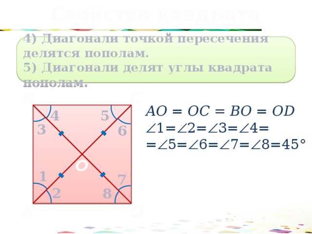Точка пересечения диагоналей прямоугольника делит диагонали пополам