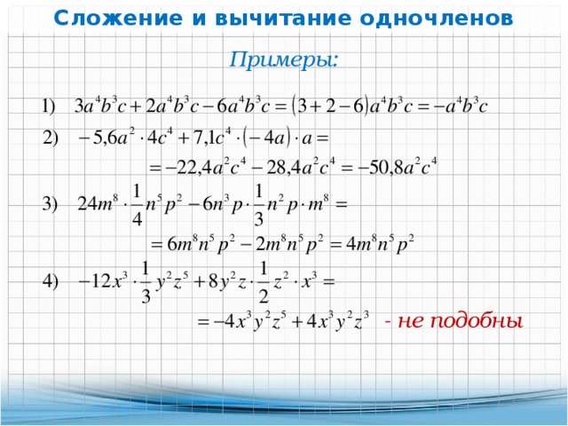 Проект по алгебре 7 класс на тему одночлены