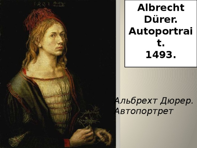 Albrecht Dürer. Autoportrait. 1493.   Альбрехт Дюрер.  Автопортрет 