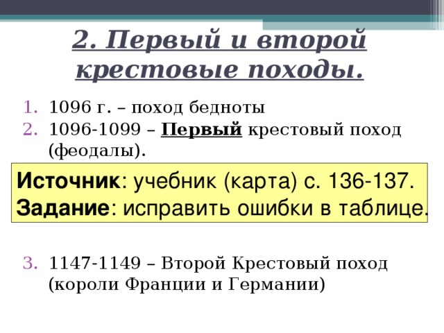 Авторская разработка урока истории по теме "Крестовые походы" (6 класс)
