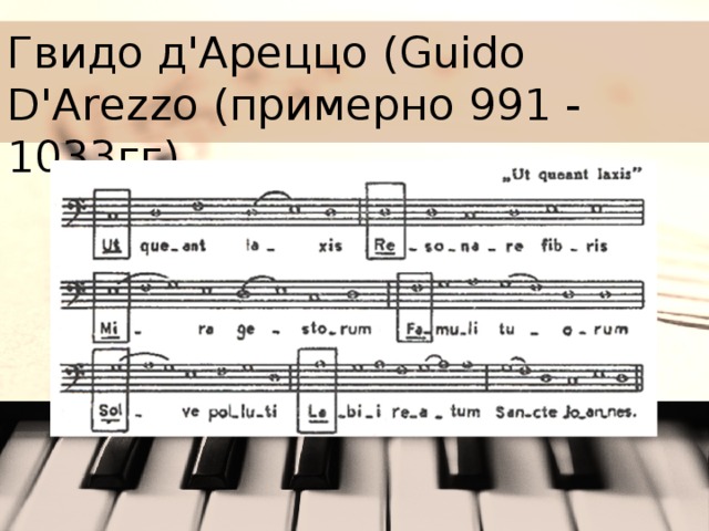 Гвидо д'Ареццо (Guido D'Arezzo (примерно 991 - 1033гг) 