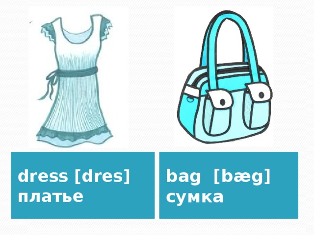 dress [dres] платье bag [bæg] сумка 