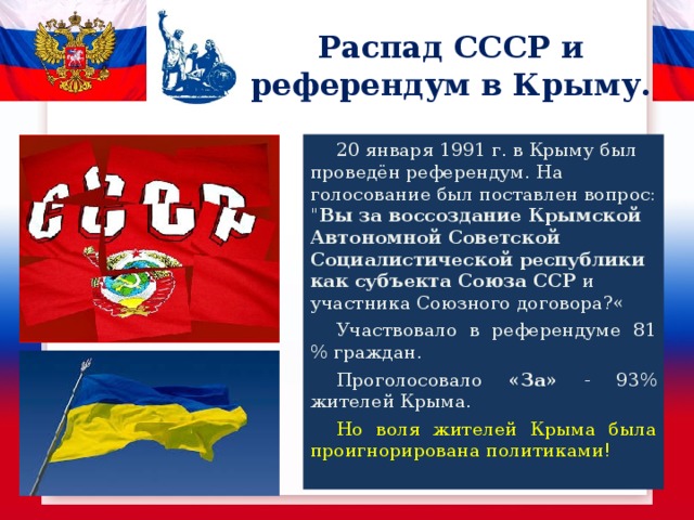 Распад крыма. Референдум Крым 20 января 1991. Референдум 1991 года в Крыму. Распад СССР И референдум в Крыму. Референдум в Крыму.