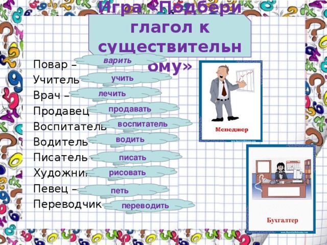 Подобрать глаголы к слову русский язык. Глаголы профессии. Учитель и глаголы. Подобрать глаголы к существительным.