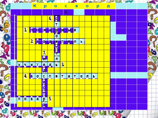 К р 1. о с 6. в 2. о р д 7. 4. 3. 5.  