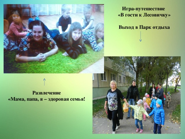 Игра-путешествие «В гости к Лесовичку»  Выход в Парк отдыха Развлечение «Мама, папа, я – здоровая семья! 