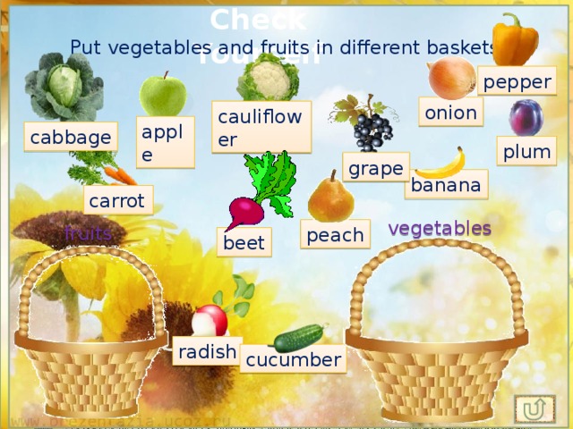 Овощи и фрукты на английском языке презентация