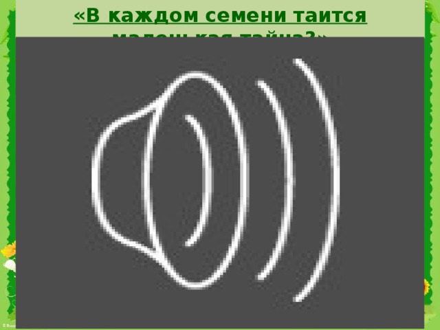 «В каждом семени таится маленькая тайна? »