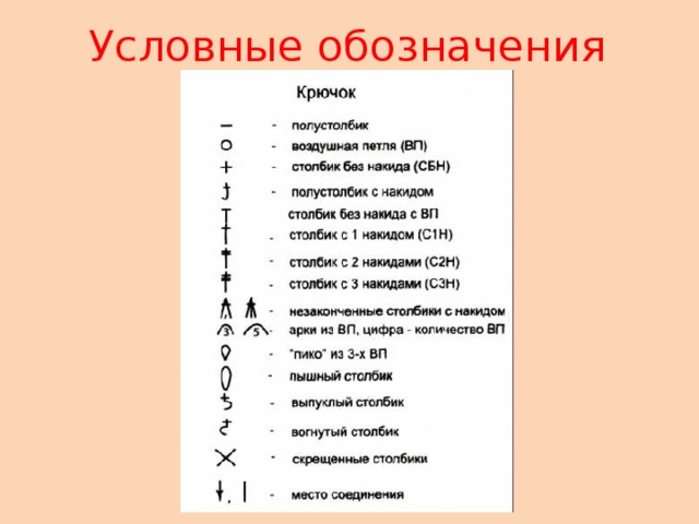 Столбик без накида обозначение на схеме