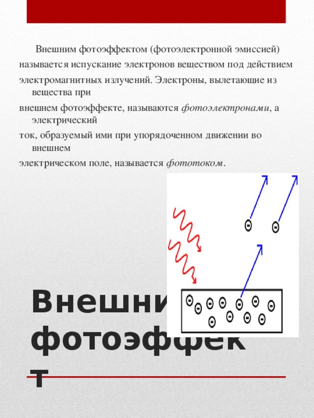 Внешний фотоэффект это в физике. Внешний фотоэффект. Внешний фотоэлектрический эффект. Внешний фотоэффект формулы. Что называется внешним фотоэффектом.