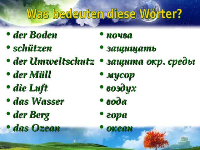 Проект защита окружающей среды на немецком