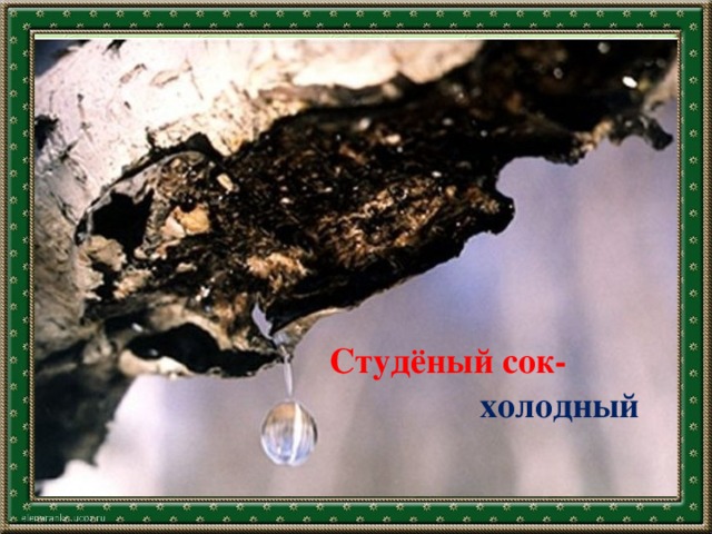 Текст слайда Студёный сок- холодный 
