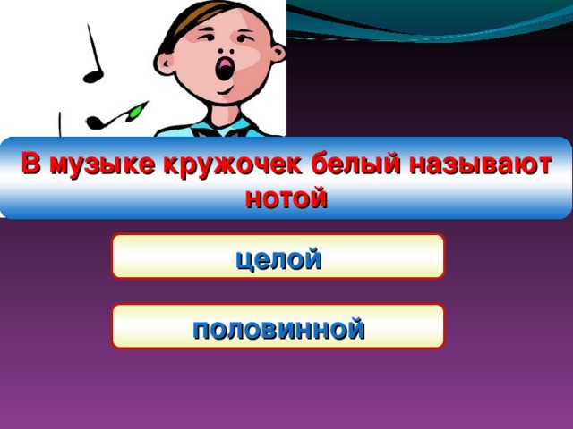 В музыке кружочек белый называют нотой целой половинной 