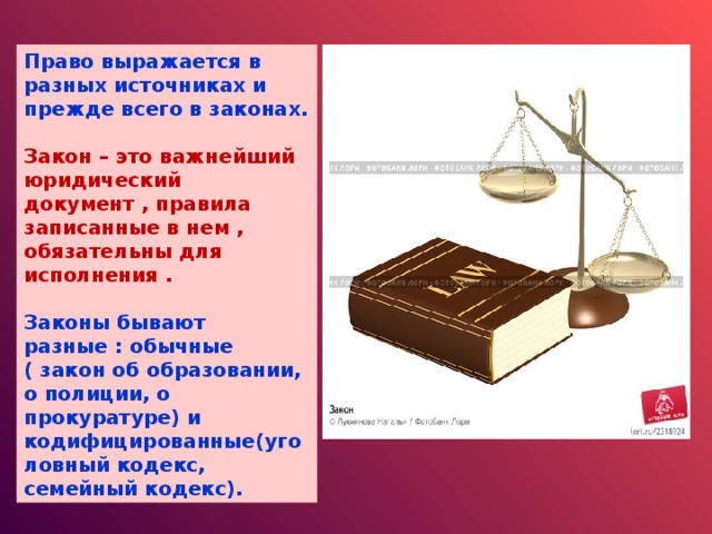 В чем выражается право. Обычные законы. Право выражено в.