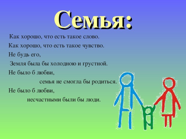 Цель проекта моя семья