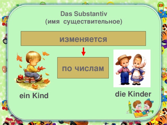 Das Substantiv  (имя существительное) изменяется по числам die Kinder ein Kind 