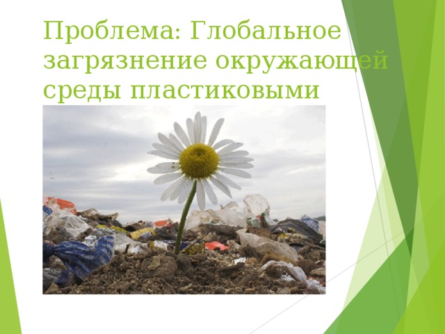 Проблема: Глобальное загрязнение окружающей среды пластиковыми отходами. 