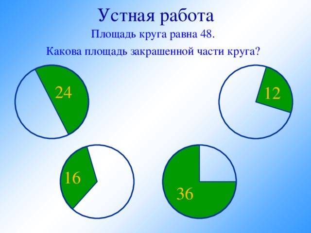 Площадь круга равна ответ