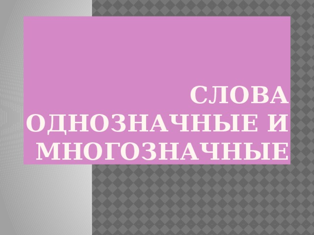 презентация однозначные и многозначные слова 5 класс рыбченкова