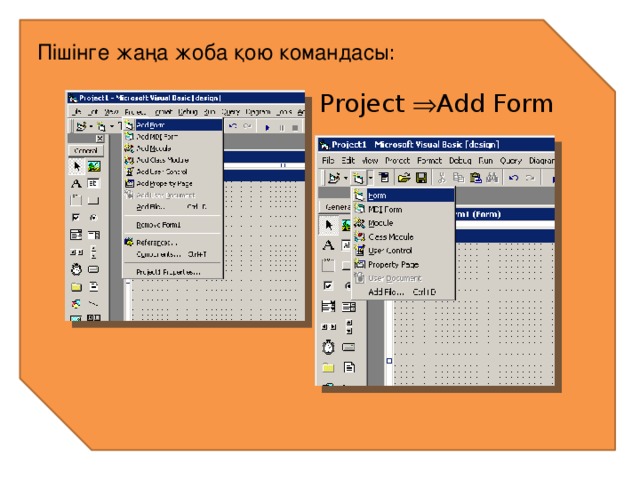 Пішінге жаңа жоба қою командасы : Project  Add Form  