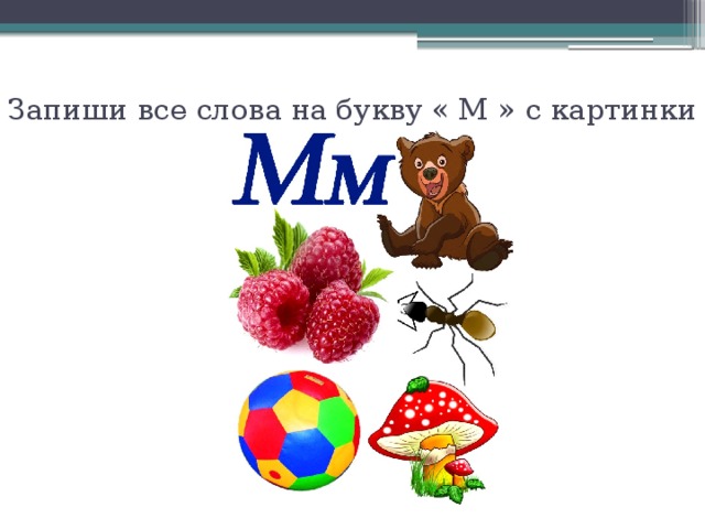 Слова на букву м для детей в картинках в начале слова