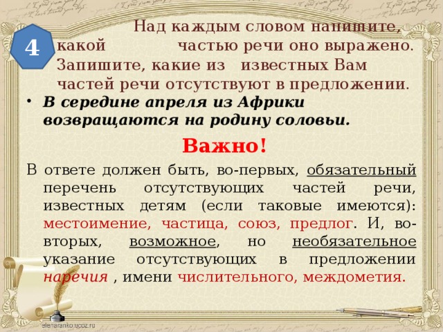 Надпиши части речи над словами