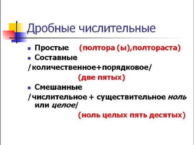 Презентация склонение дробных числительных 6 класс