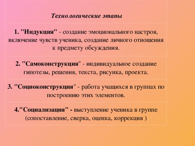 Как называется индивидуальное создание гипотезы решения текста проекта в мастер классе