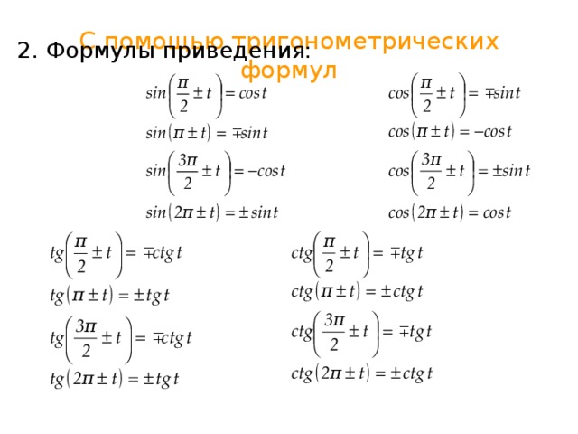 Формула приведения синуса 9 класс. Решение тригонометрических уравнений формулы приведения. Формулы приведения в тригонометрии. Формулы приведения примеры для решения. Формулы тригонометрические уравнения формулы приведения.