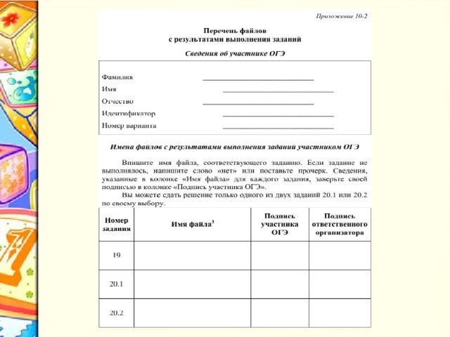 Особенности экзамена по информатике и ИКТ Один носитель информации запечатывается организатором в аудитории в пакет с результатами экзамена и передается вместе с остальными экзаменационными материалами руководителю ППЭ для отправки в РЦОИ. Второй носитель информации запечатывается в пакет и хранится в сейфе у руководителя ППЭ вплоть до получения окончательных результатов экзамена (не менее 30 дней). Для РЦОИ Рук.ППЭ 