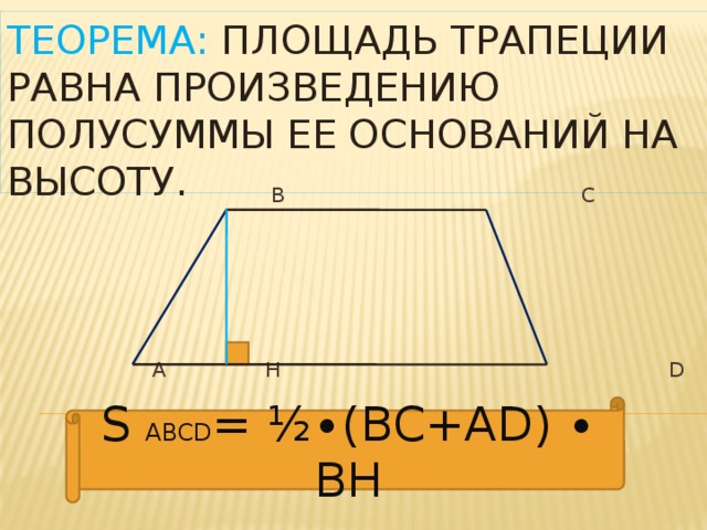 теорема площадь трапеции презентация