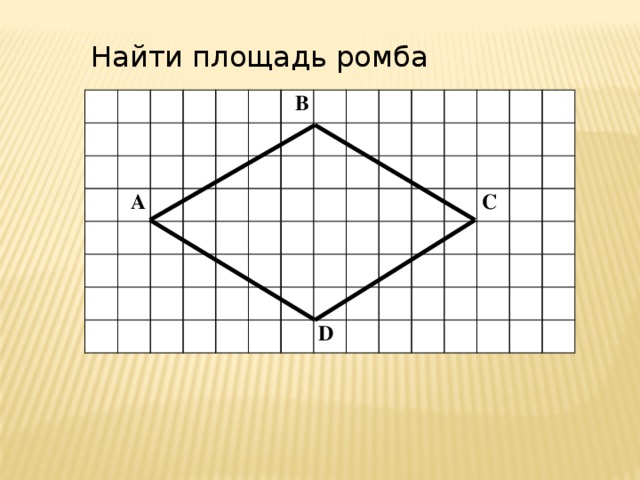 Найдите площадь ромба размером 1х1. Найдите площадь ромба. Как вычислить площадь ромба. Площадь ромба рисунок. Как можно найти площадь ромба.