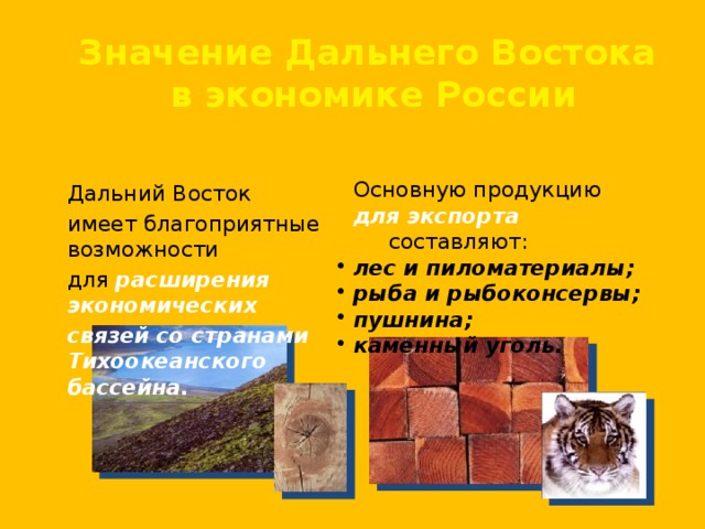 Значение дальнего востока в экономике россии презентация