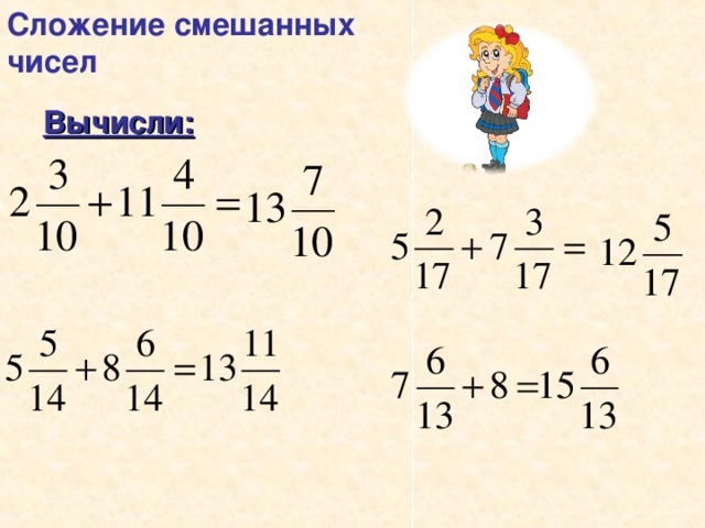 Сложение смешанных чисел