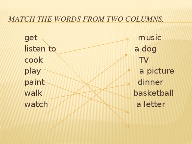 Match the words phrases in column