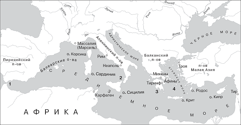 Контурная карта средиземное море