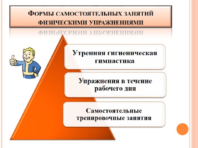 Методика самостоятельной. Формы самостоятельных занятий. Классификация форм самостоятельных занятий. Формы организации занятий физическими упражнениями могут быть.... Назовите формы самостоятельных индивидуальных занятий.