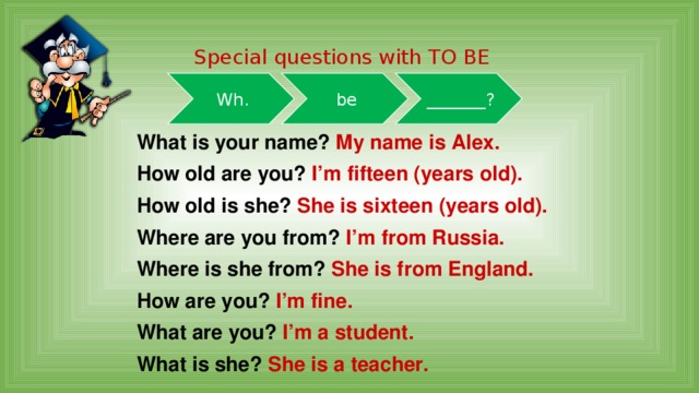 Ask the special questions. Вопросы Special questions. Special questions with to be. Специальные вопросы с глаголом to be. WH-questions (специальные вопросы).