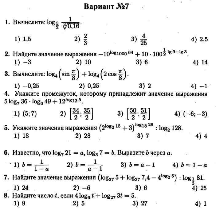 Логарифмические выражения