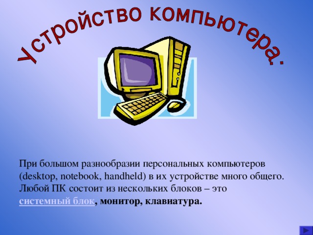 Проект по информатике устройство компьютера 8 класс