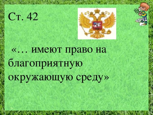 План по теме право на благоприятную окружающую среду