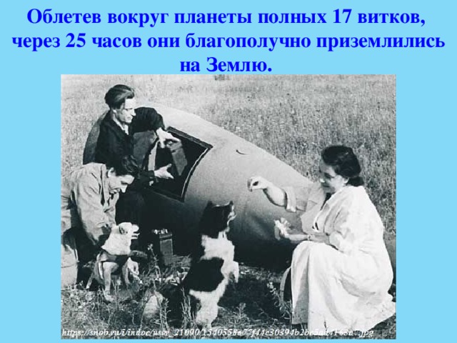 Облетев вокруг планеты полных 17 витков, через 25 часов они благополучно приземлились на Землю. 