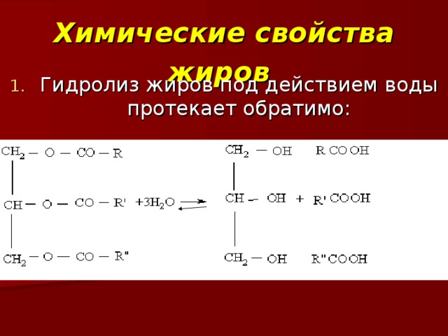 Химические свойства жиров  