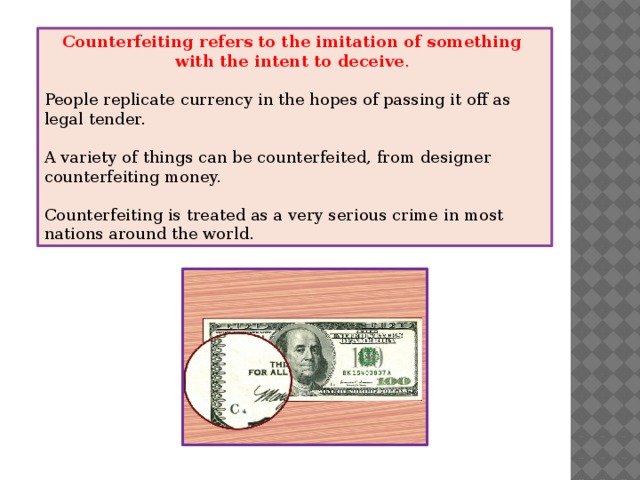 Counterfeiting.