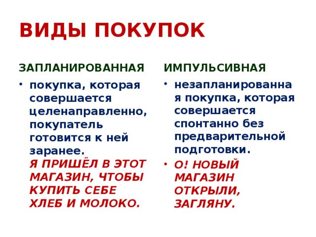 Покупаемый вид