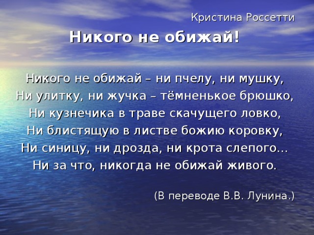 Лунин никого не обижай презентация