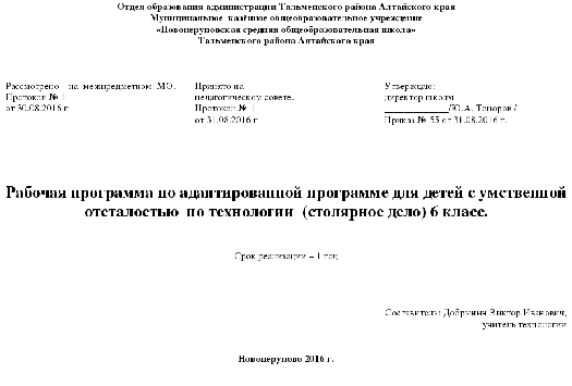 Пояснительная записка к учебному плану для детей с умственной отсталостью